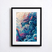 Aether Dragon Surge｜幻想的な龍が渦巻く抽象アートポスター｜エネルギーと没入感を描くファンタジー作品｜A3ポスター