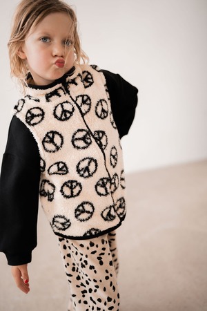 【Another Fox】PEACE SIGN FLUFFY KIDS GILET