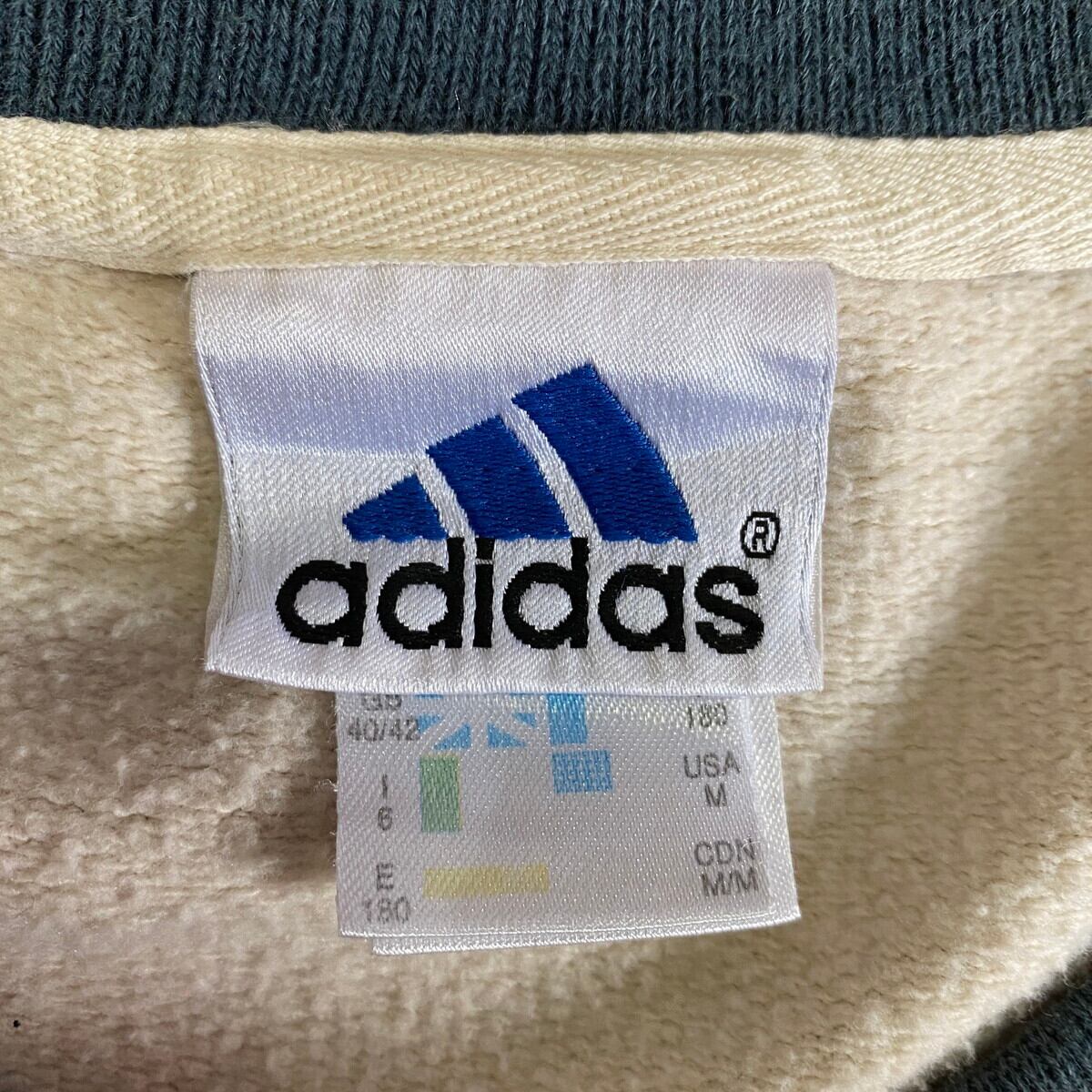 adidas アディダス ワンポイントロゴ 刺繍 スウェット メンズ? 古着トレーナーベージュ ネイビー 【スウェット】 | cave  古着屋【公式】古着通販サイト