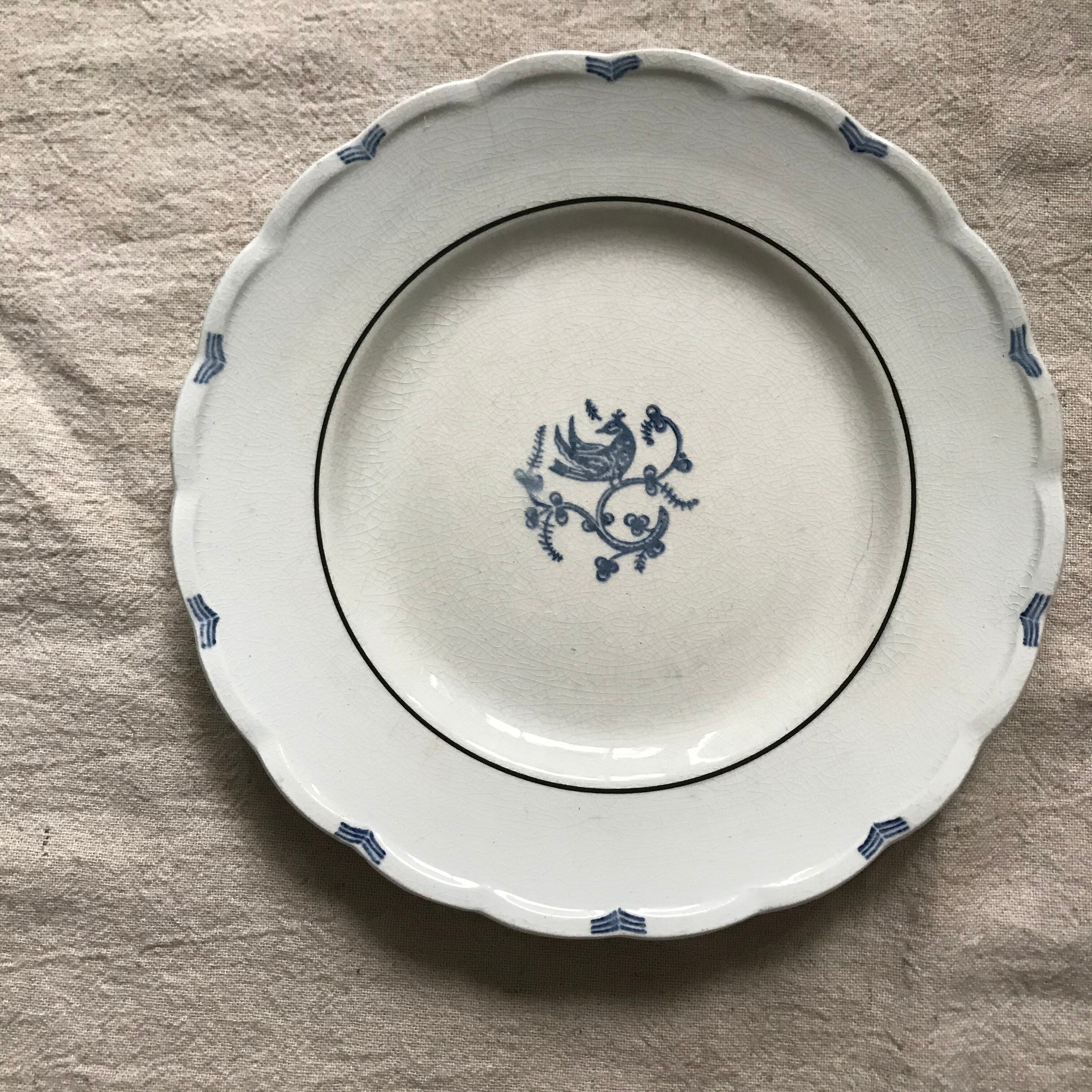 鳥模様のケーキ皿