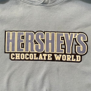 【GILDAN】ハーシーズ 企業ロゴ Hershey's チョコレート チョコミント 刺繍ロゴ スウェット プルオーバー フーディー M ハーシーカンパニー US古着