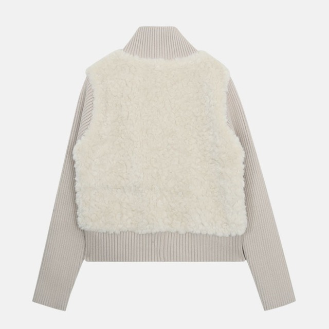 fur-trim zip-up jacket　J00369