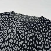 詩仙堂 シセンドウ BY HITOSHI 縮緬 ちりめん ヒョウ柄 レオパード シャツ カットソー /日本製/長袖/ブラック×グレー