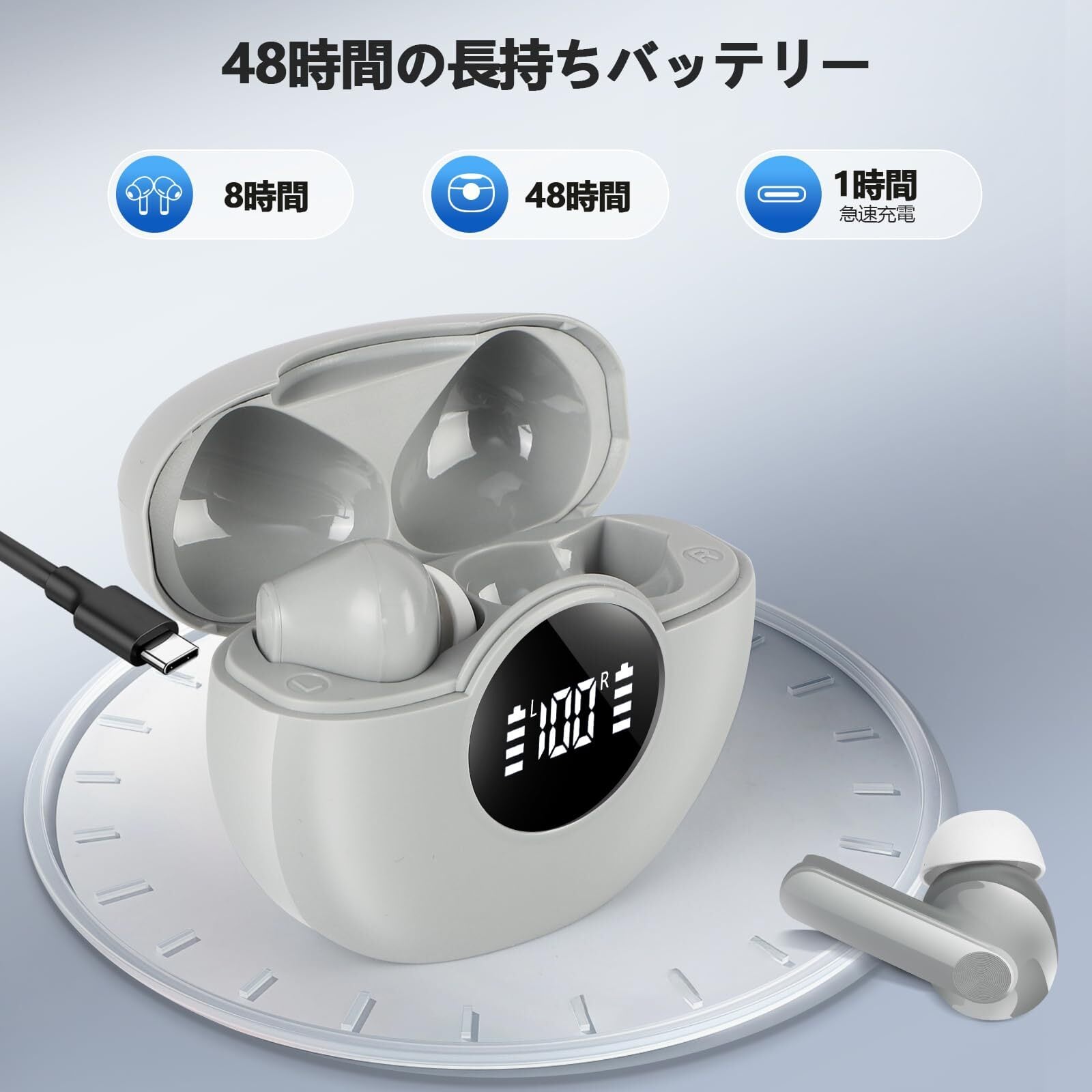 2025新型 Bluetooth5.4イヤホン】ワイヤレスイヤホン 48時間の再生時間