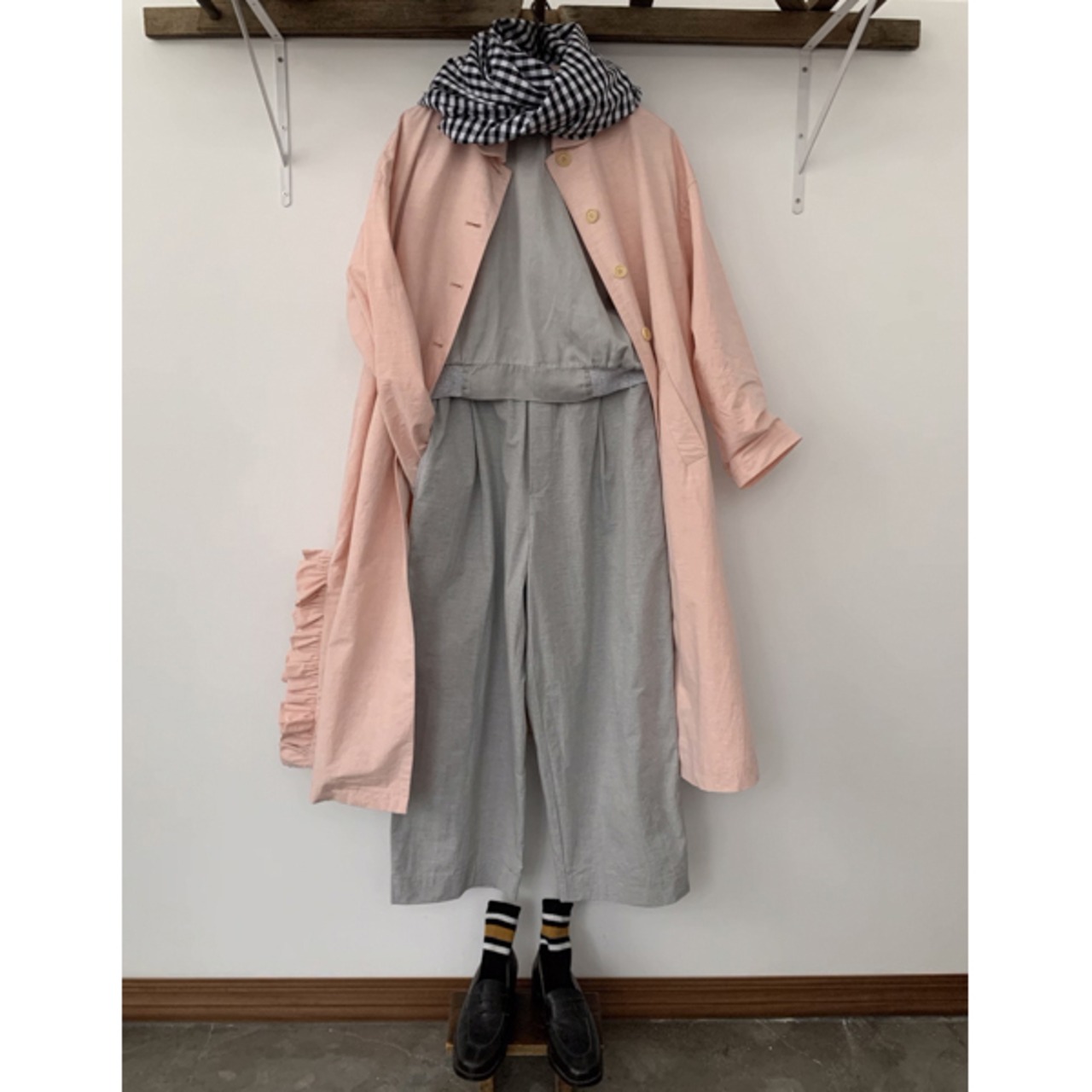 【2color】サイドフリルロングコートW0076