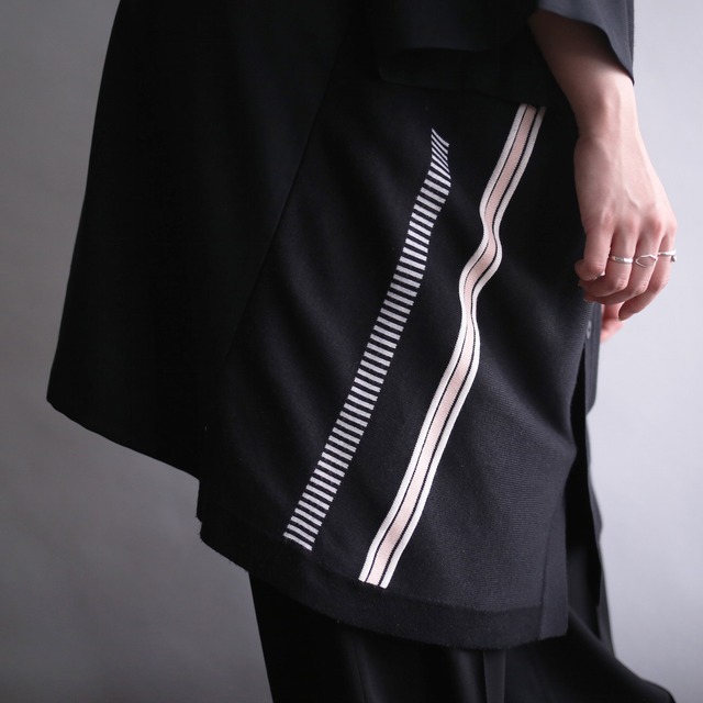 knit switching design geometry pattern h/s shirt