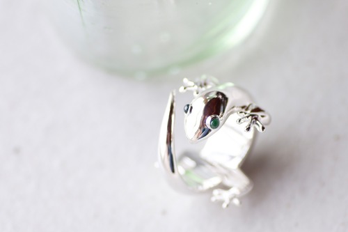 Gecko Odd-eye ring #16.5 SV925 < Blue Sapphire&Emerald> / カベチョロ オッドアイ リング ＜ブルー・サファイア&エメラルド＞