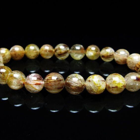 キャッツアイルチルクォーツ ブレスレット 8mm ルチルクォーツ ブレス 一点物 メール便可 [M便 1/10] 111-45768