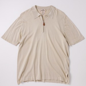 【極美品】Hermes silk Knit polo half zip made in Italy size L beige extra condition / エルメス  シルク ニット ポロ 半袖 ハーフジップ サイズL ベージュ 定価約20万 エクストラコンディション