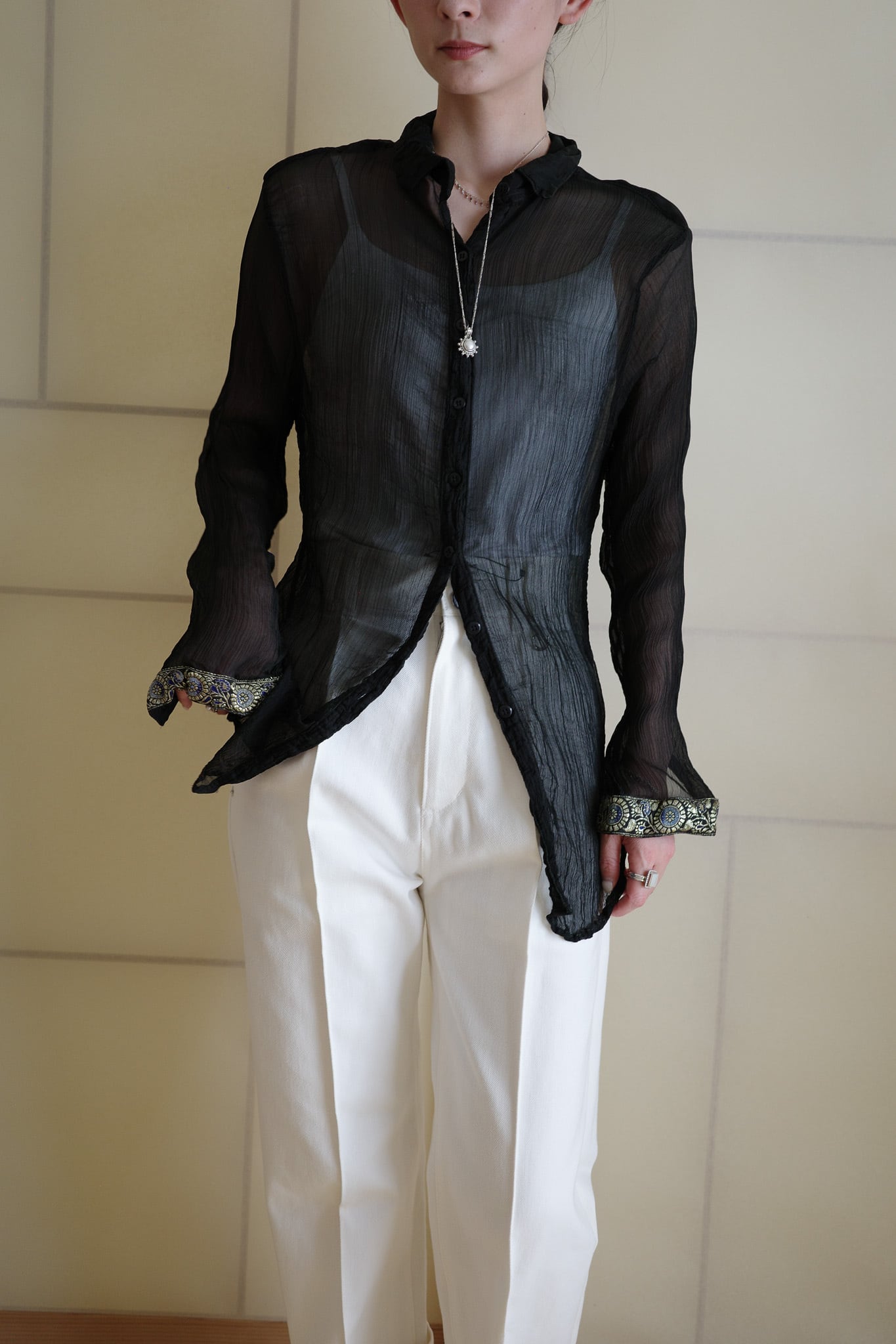 1980-90s Wrinkle processing shirt