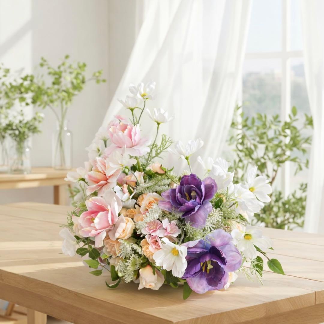 光触媒】春を彩るチューリップと桜の花々 〜陶器に咲く贅沢なフラワー