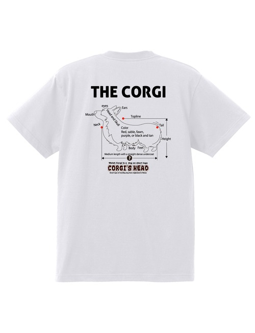 デザインNo.470 コーギーの計測図デザイン　THE CORGI Tシャツ5.6ozTシャツ　