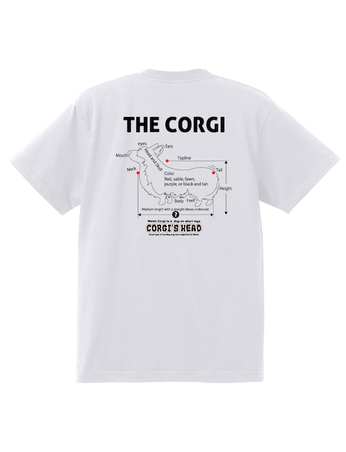 デザインNo.470 コーギーの計測図デザイン　THE CORGI Tシャツ5.6ozTシャツ　
