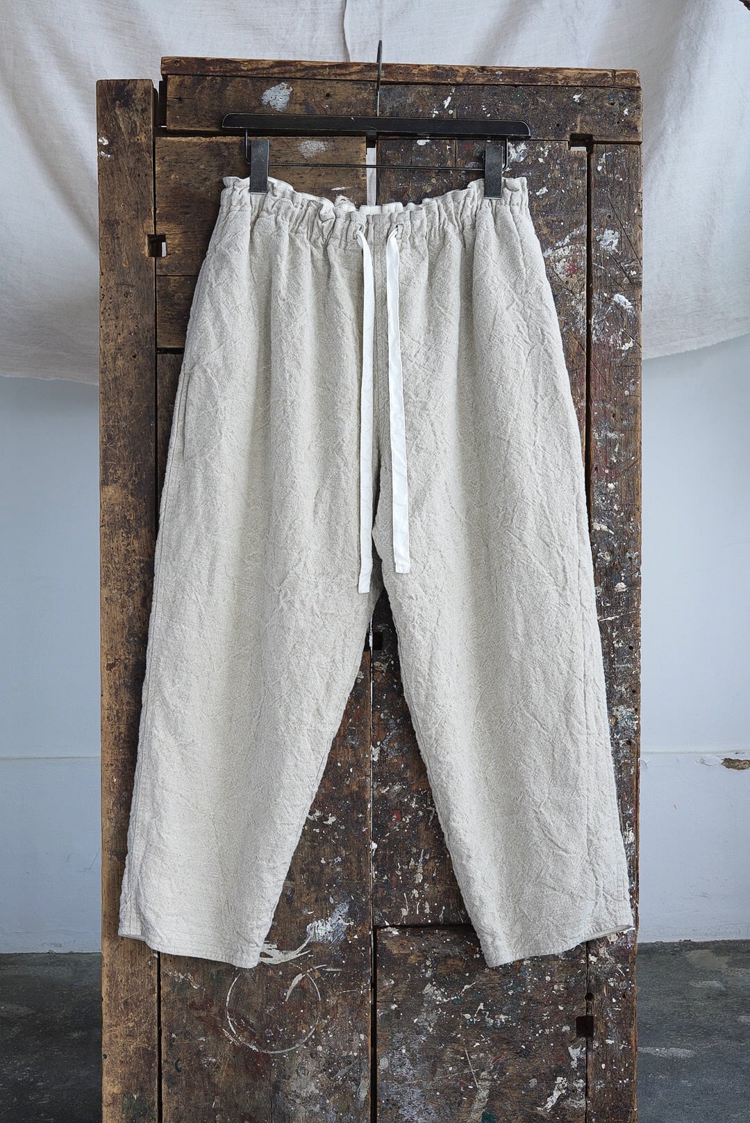 CHEZ VIDALENC - PANTS COULISSE L90 - HEAVY LINEN | Brownie