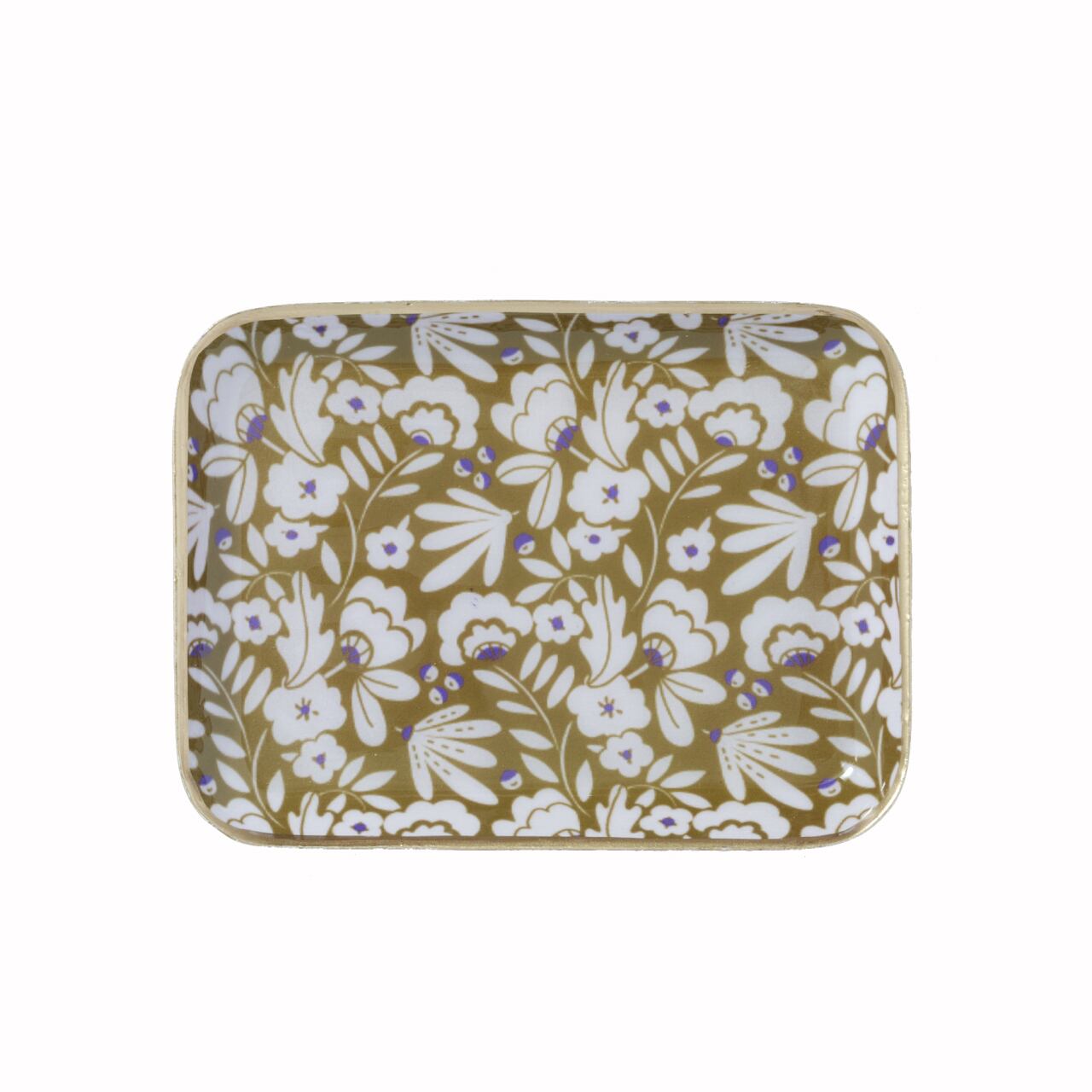 Bonheur du Jour ブロックプリント柄のディスプレイトレー / Iris Olive