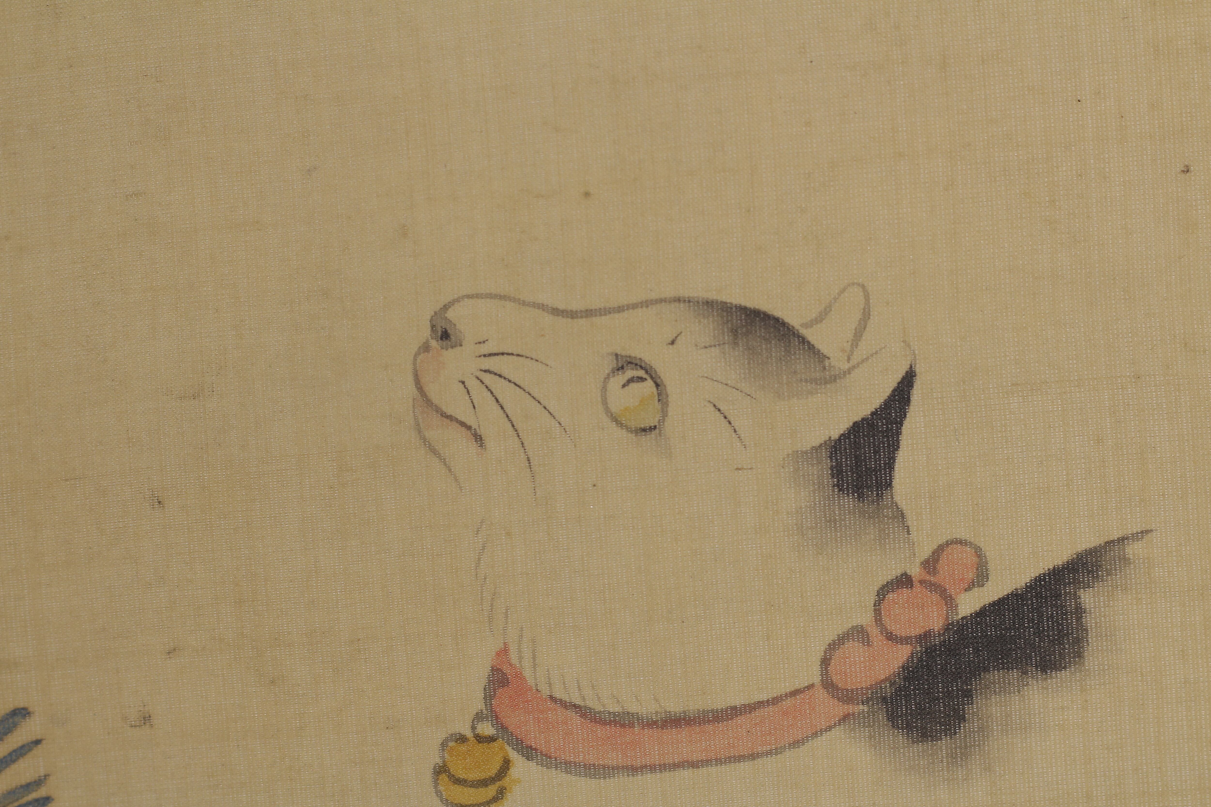 春木南溟 猫と蝶図 絹本 掛軸 桐箱 | 正一 古美術 春木南溟 猫と蝶図 絹本 掛軸 桐箱 | 正一 古美術