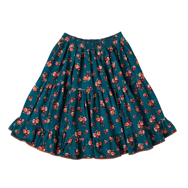 《ラスト4-5y》KIDSAGOGO / Blanca Skirt - teal rosebud