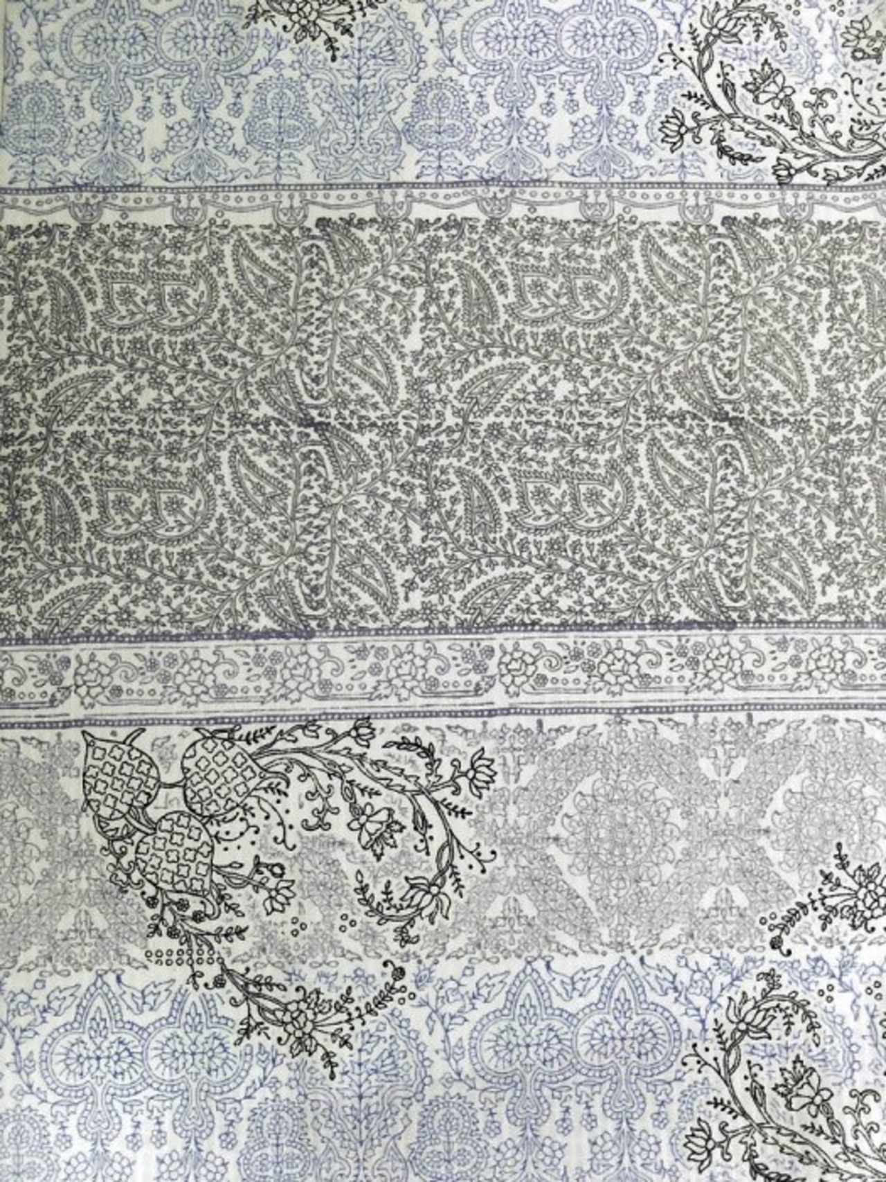【受注商品】Rumi Rockきもの「木版更紗」生成り青　[A738]
