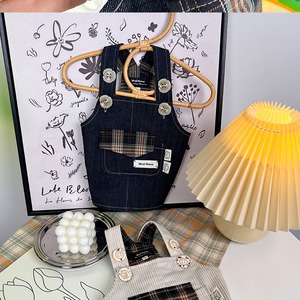 【PET】2色アシンメトリーポケット付きデニムサロペット