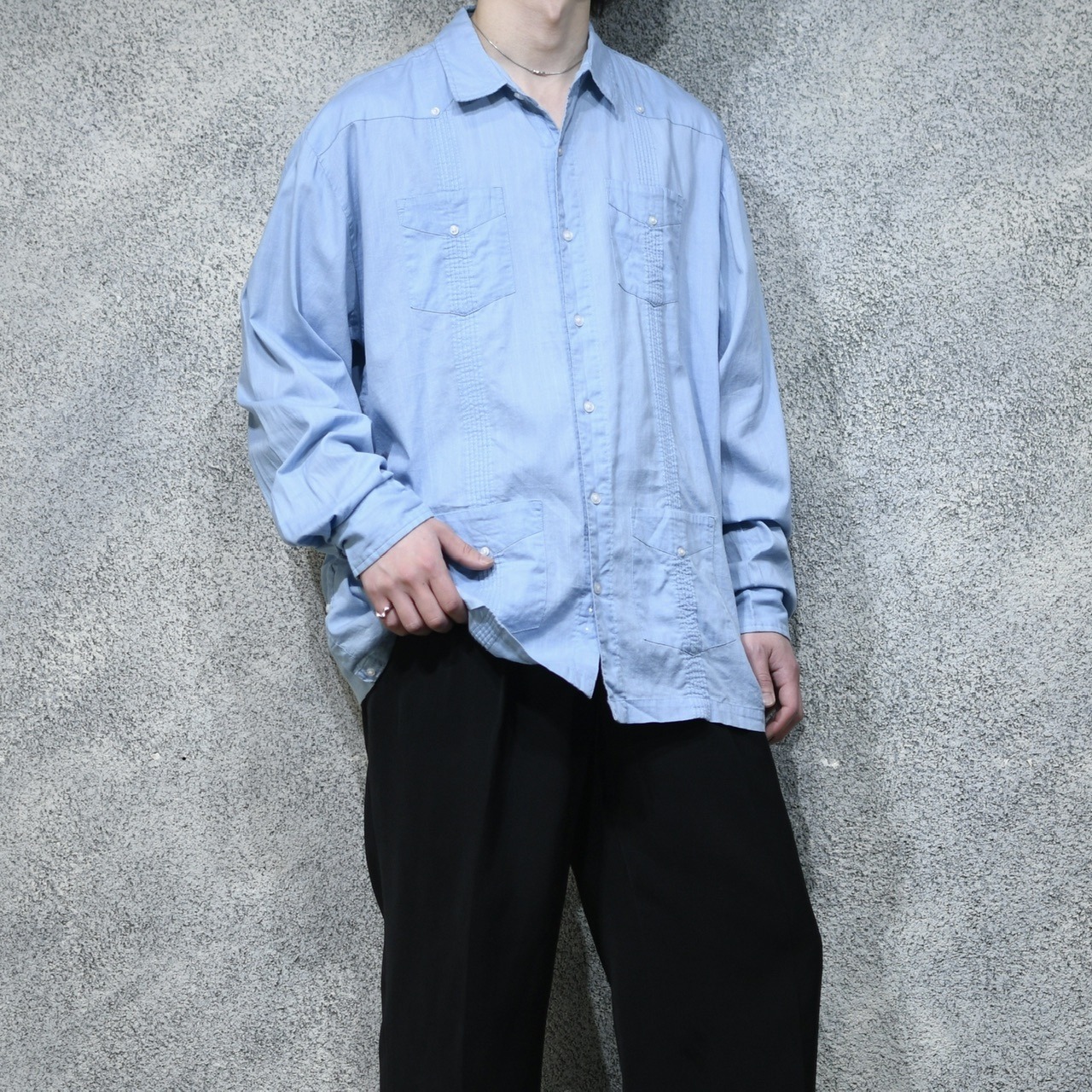 cuba long sleeve shirt aqua