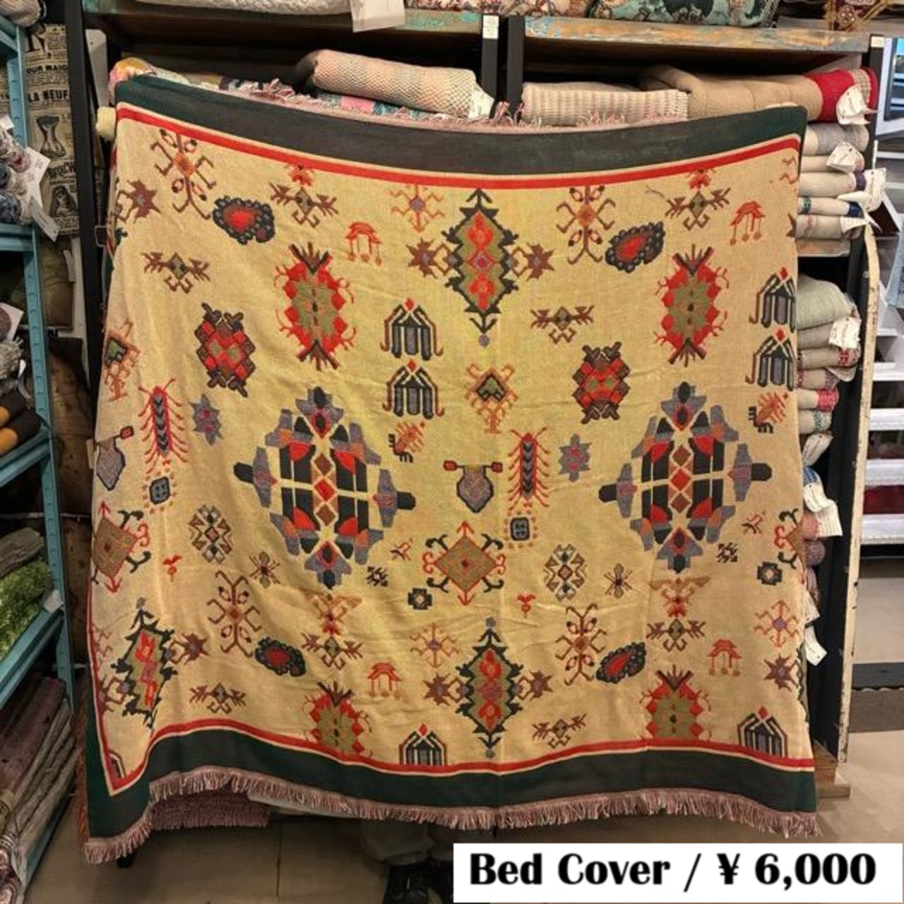 TOPANGA Homefurnishing Tribal throwket H 130×180cm　トライバルスローケット　H　ベージュ　ソファカバー　ベッドカバー　ブランケット　マルチカバー