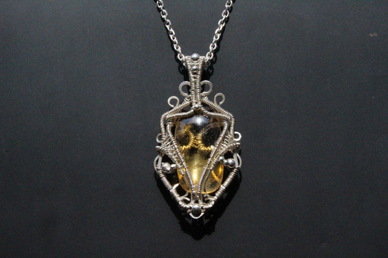 Citrine silver925 wirewrapping pendant