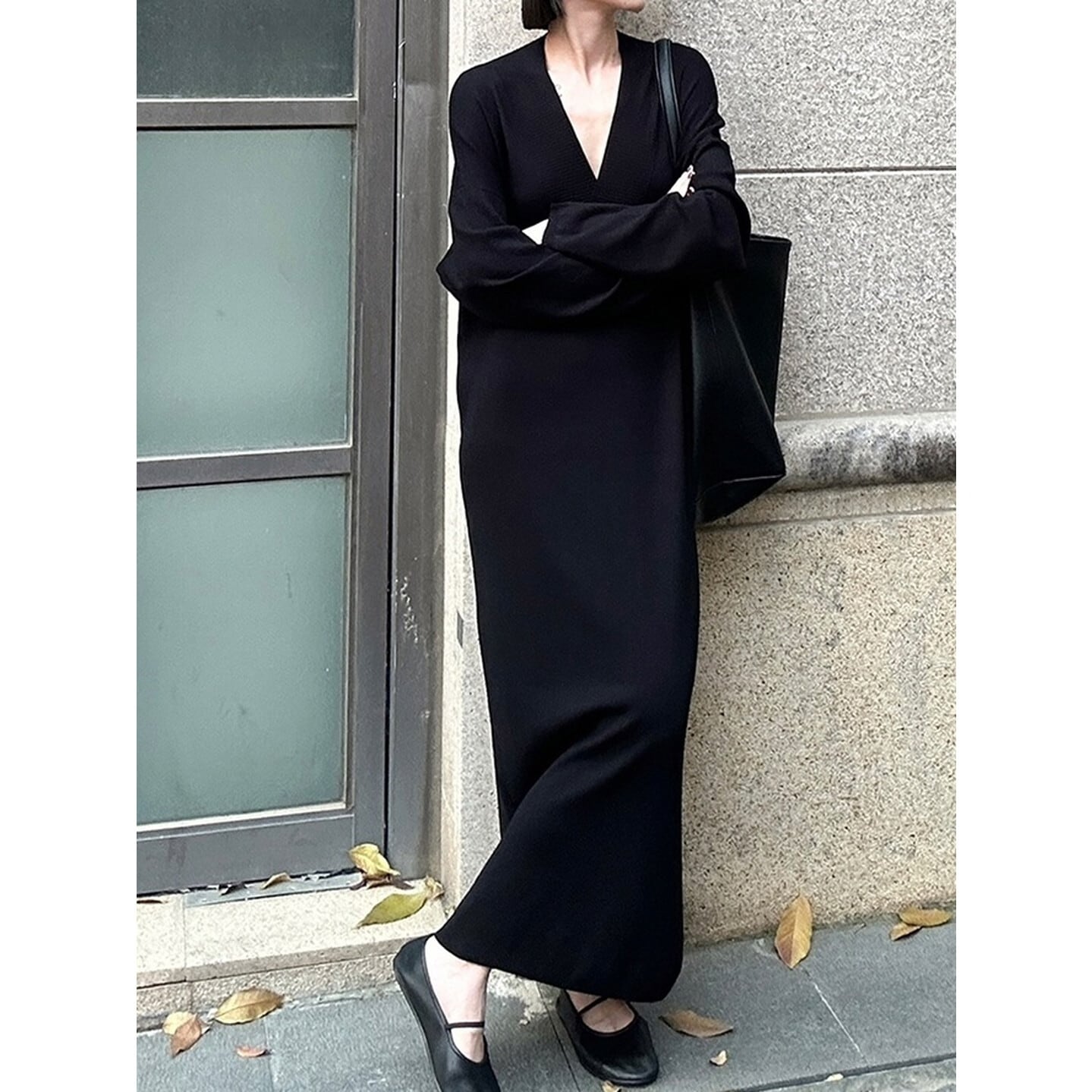 Vネックニットワンピース RA2990