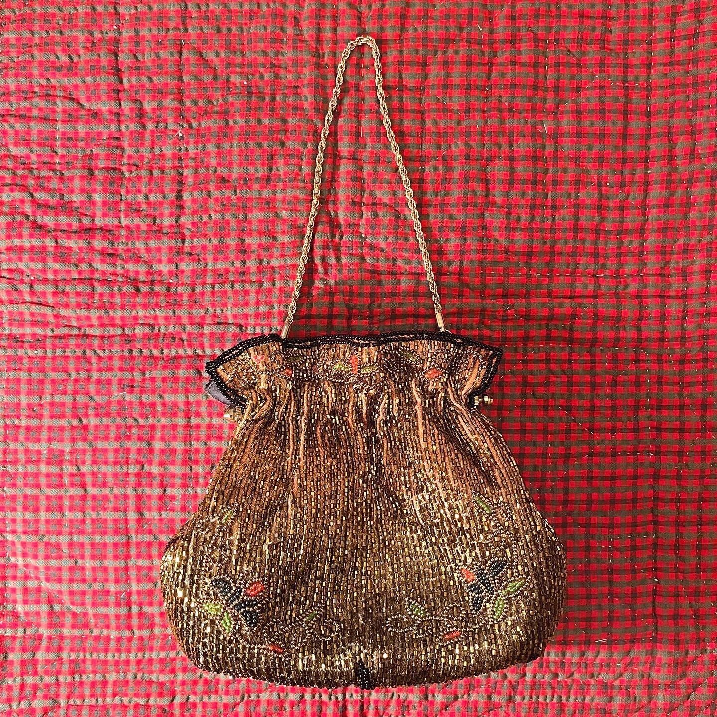 gold beads chain hand bag