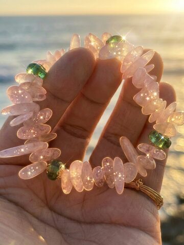 希少カラー 天然石 フォッシルコーラル バングル型ブレス 新品 ⑤ 