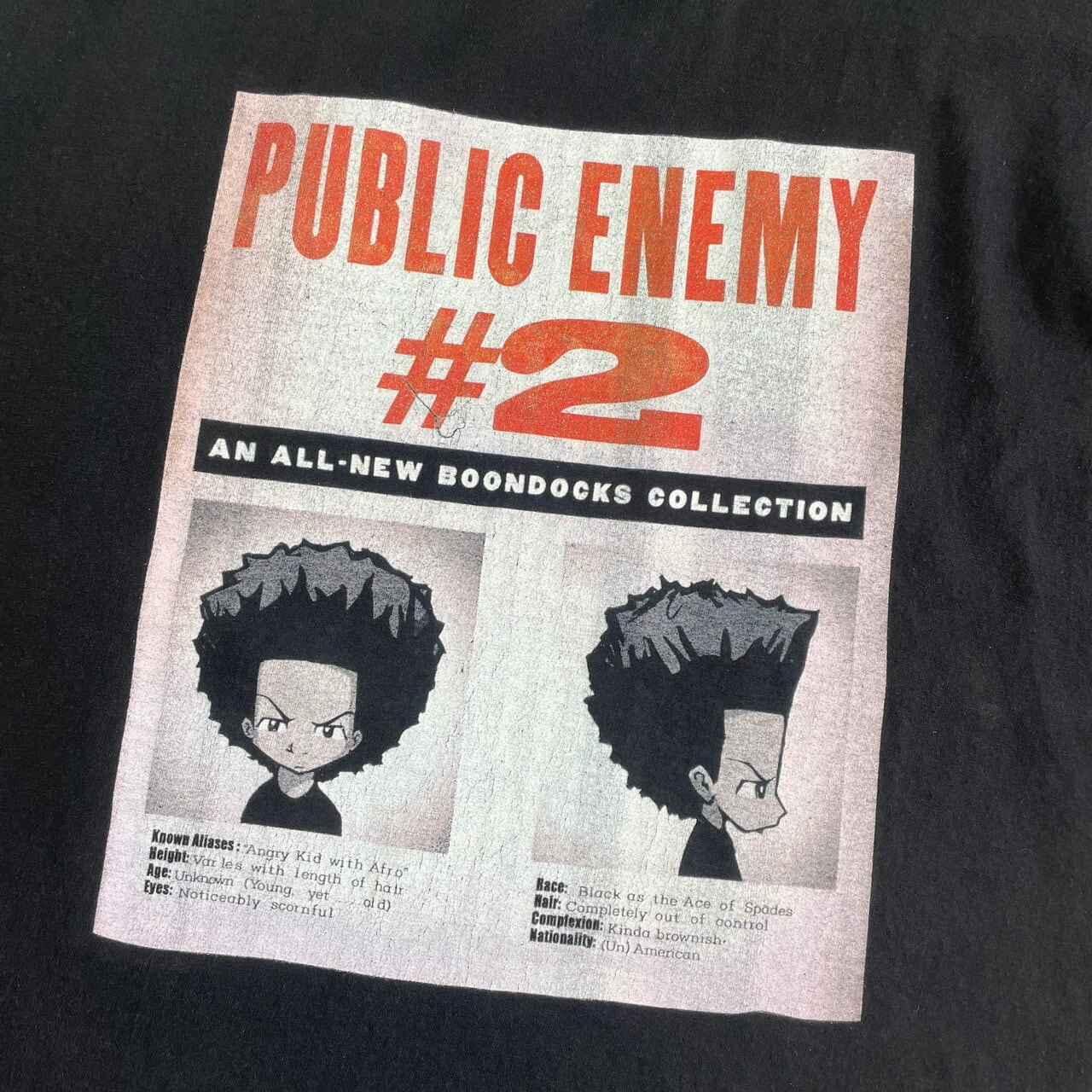 スーパービッグサイズ BOONDOCKS PUBLIC ENEMY Huey Freeman キャラクター プリントTシャツ メンズ4XL