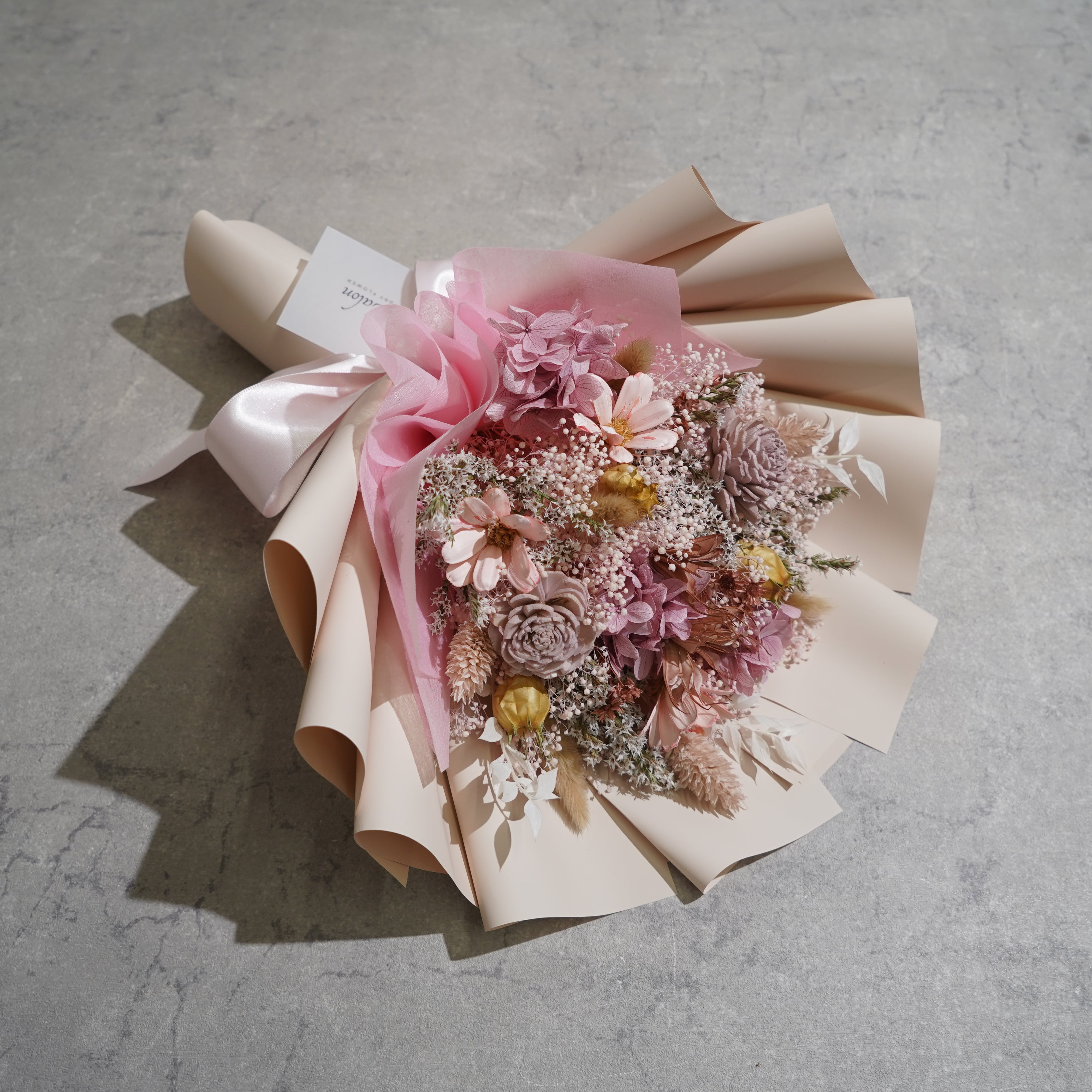 ドライフラワーの花束 Mサイズ ライトピンク M-570≪限定1点≫