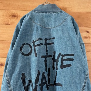 【VANS】デニムジャケット 刺繍ロゴ バックプリント Off The Wall フルジップ us古着