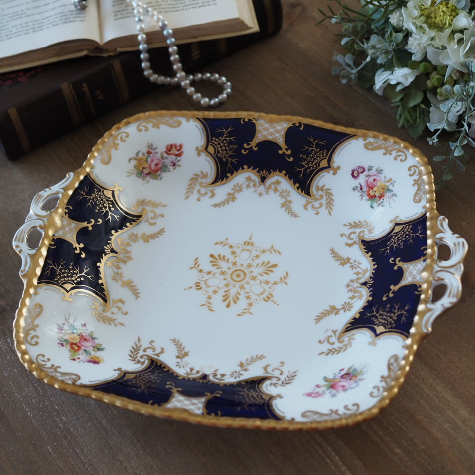 英国コールポート 希少 バットウィング・コバルト サービングプレート