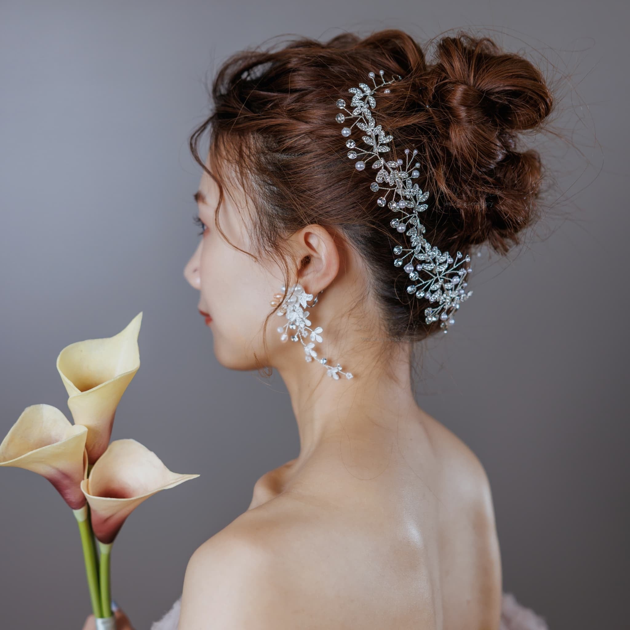 ピアス イヤリング | 小枝アクセサリー | パール | リーフモチーフ