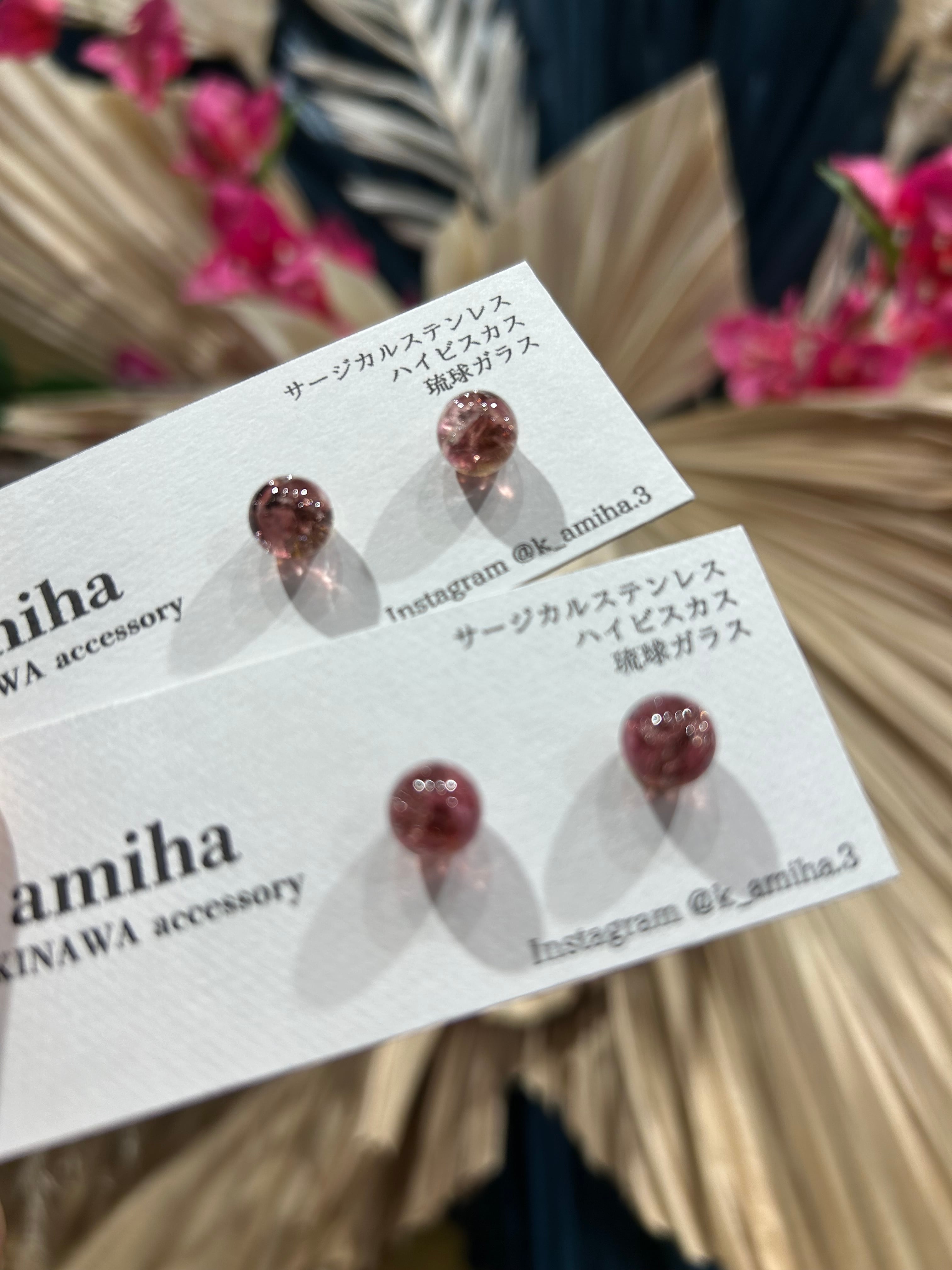 ピアス（ハイビスカス 琉球ガラス）（T-A80-1） | tete by okinawa