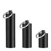 Opret ピルケース 携帯型 サプリケース 防水 ニトロ 薬入れ 一日三回 飲み忘れ アルミ合金 キーホルダー ゴムパッキン付き 3連結 2色セット ブラック+シルバー