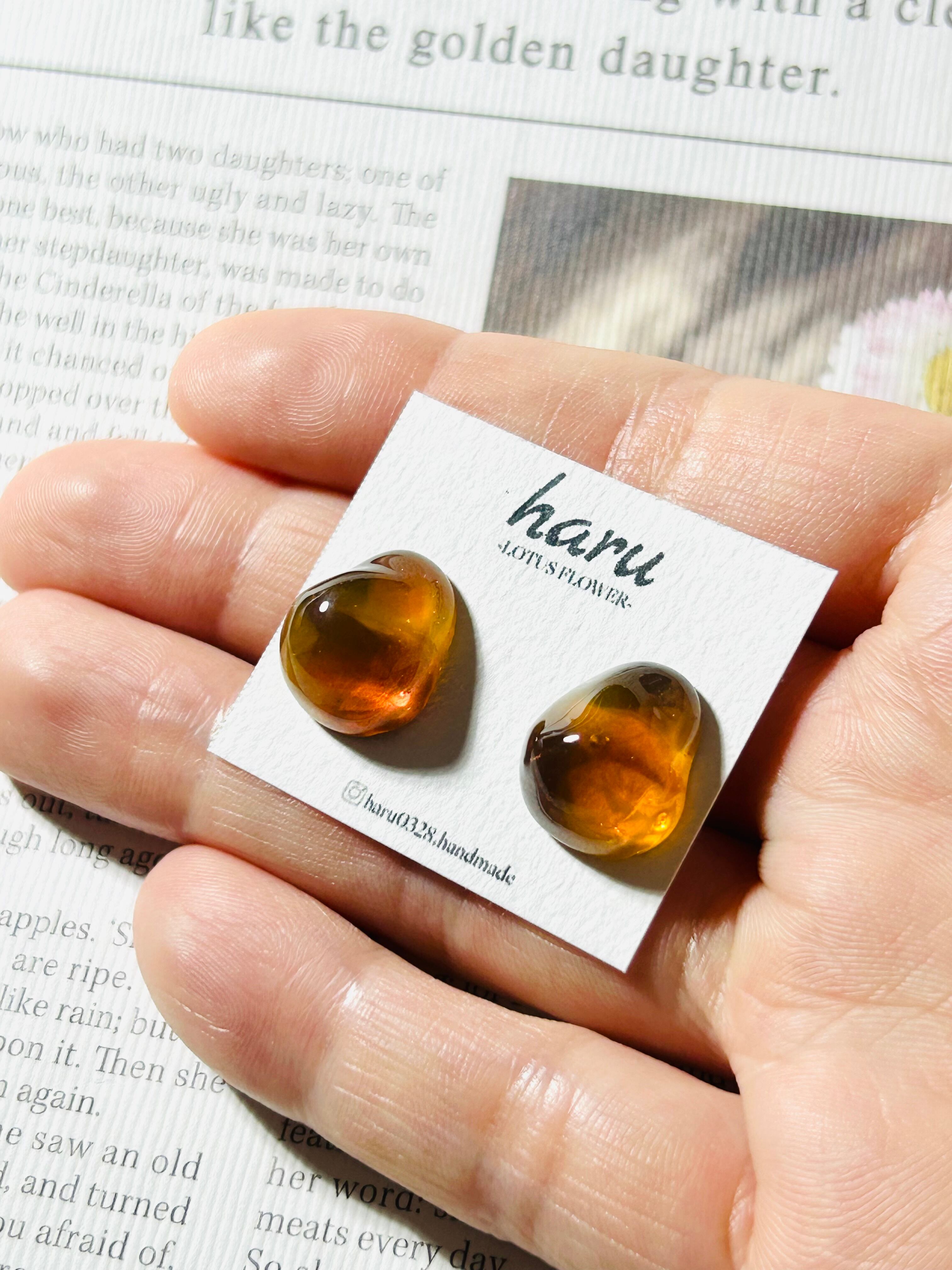 べっ甲風 レジン ピアスorイヤリング