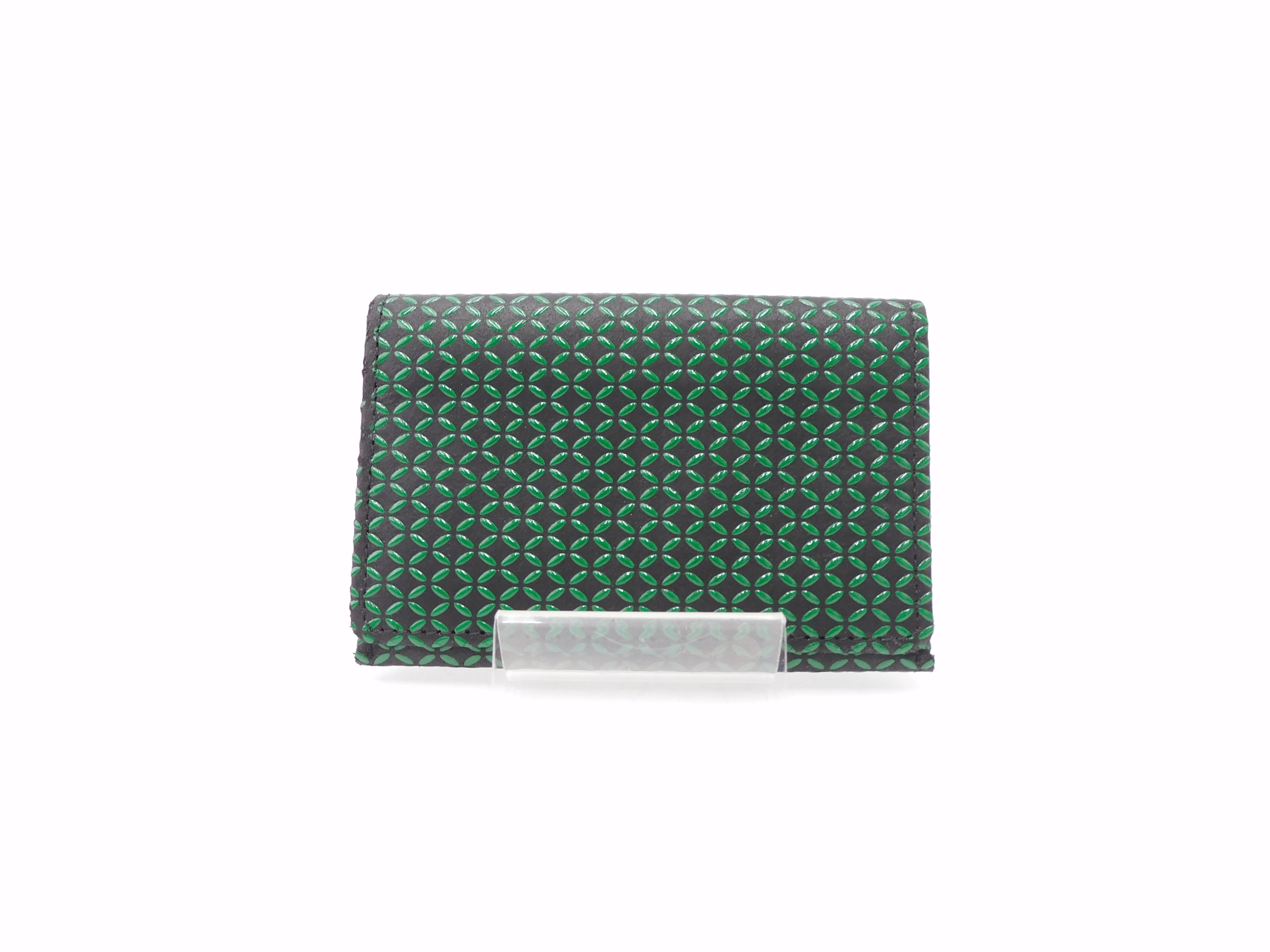 名刺入 黒/緑 丸麻の葉柄