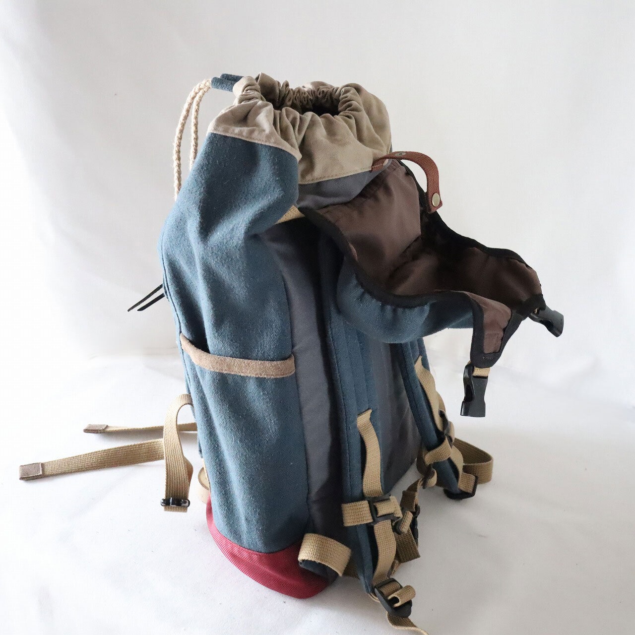 【Deadstock Item】バックパック / Top-flap Draw Backpack/ ネイビー×バーガンディ・ボトム