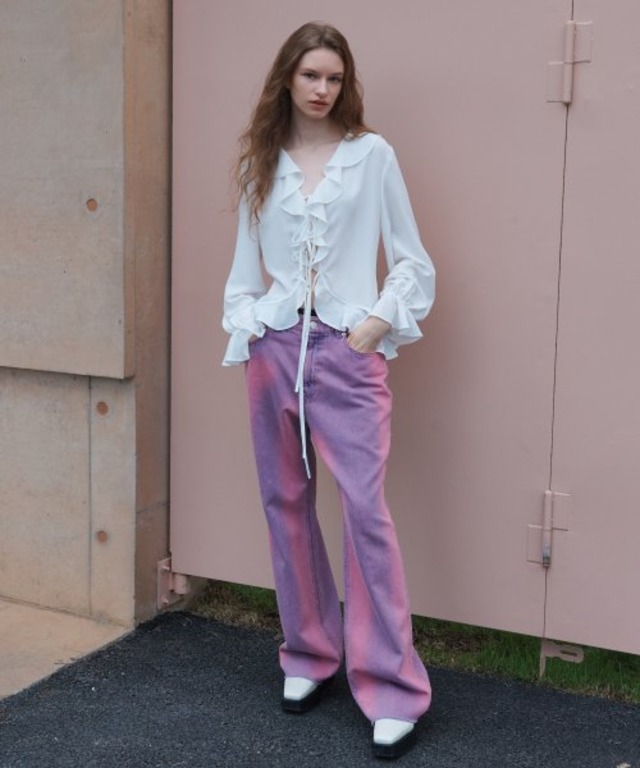 [SINOON] CHIFFON RUFFLE BLOUSE