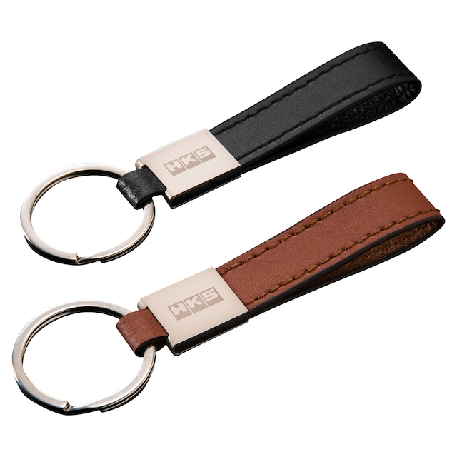 HKS LEATHER KEYRING BLACK / CAMEL No.222-3