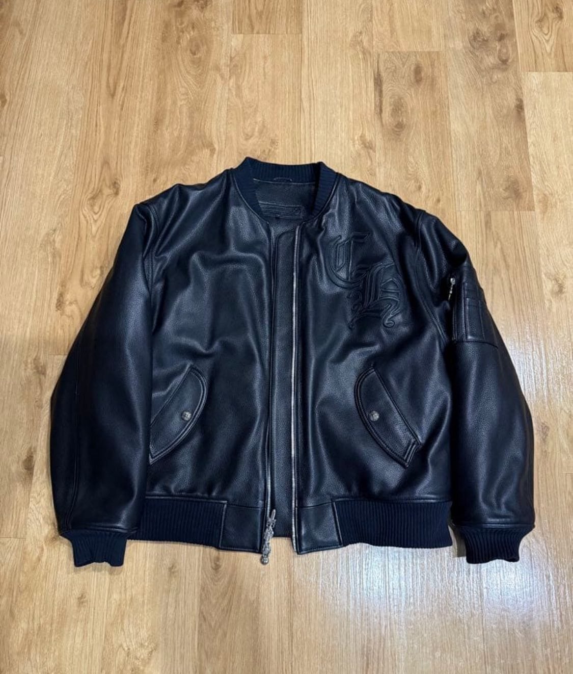 CHROME HEARTS クロムハーツ ON TARGET CHロゴパッチ ボンバー レザーブルゾン ジャケット