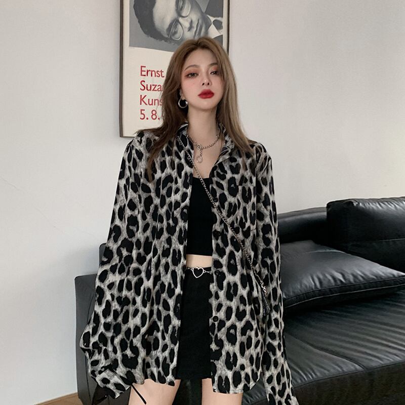 スタンダードシャツ スプリングオータム薄手トップス ロング レトロ 春物 秋物 スーパーモール97142982974