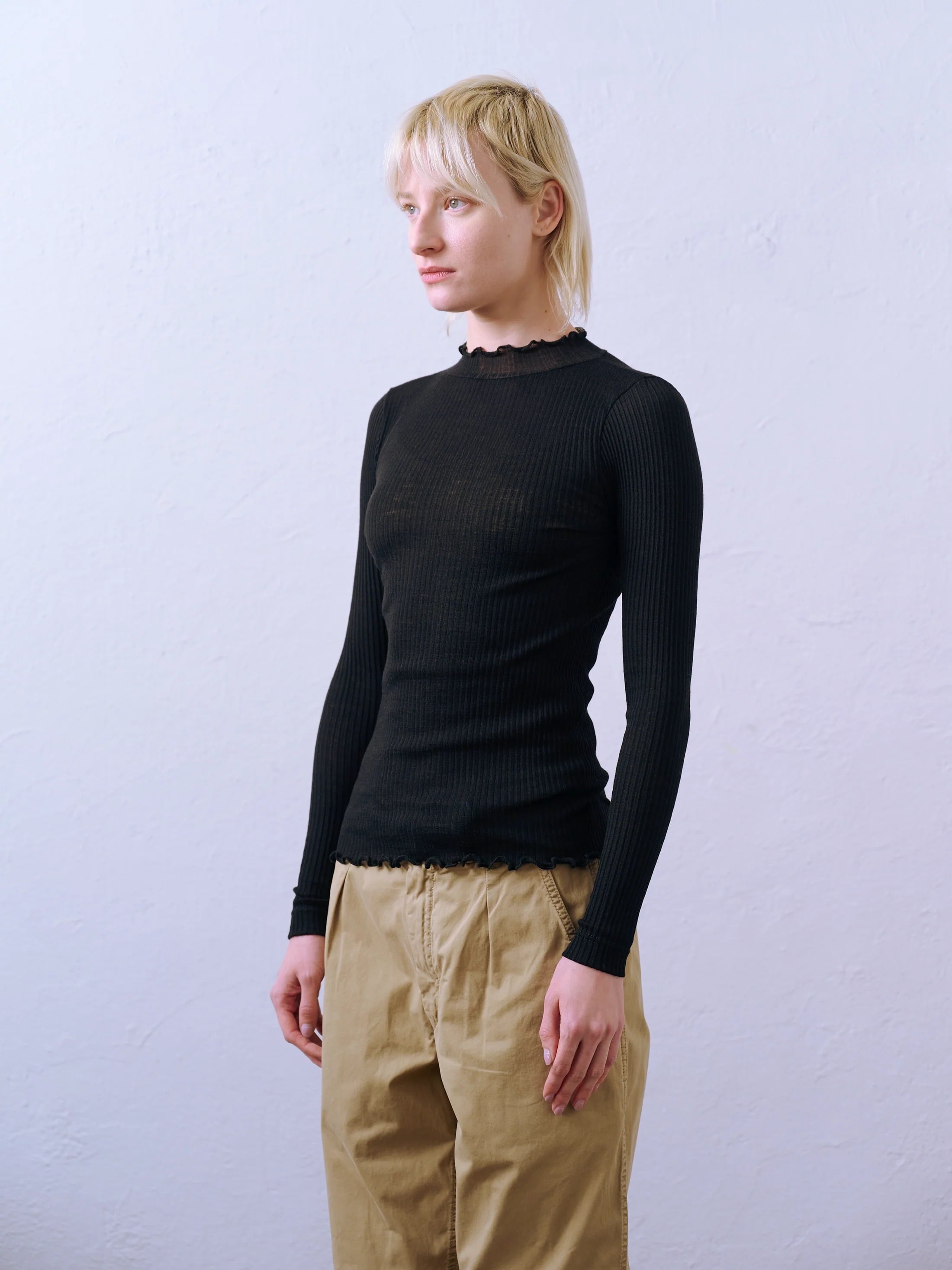 FRAMeWORK　Gicipi　ジチピ　シルク　ウール　ニット　セーター Gicipi ジチピ】-AGLIO- WOOL SILK MELLOW LOCK RIB KNIT SEW ウール