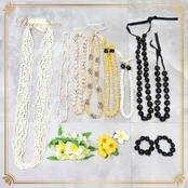 フラダンス 小物 まとめ売り 全13点 セット シェルレイ モンゴシェルレイ ククイ チョーカー ヘアクリップ ヘアアクセサリー プルメリア 白 黒 黄 緑 12連 タヒチアン 首飾り 腕飾り シェル モンゴ リボン レイ ホワイト系 ブラック系 イエロー系 グリーン系