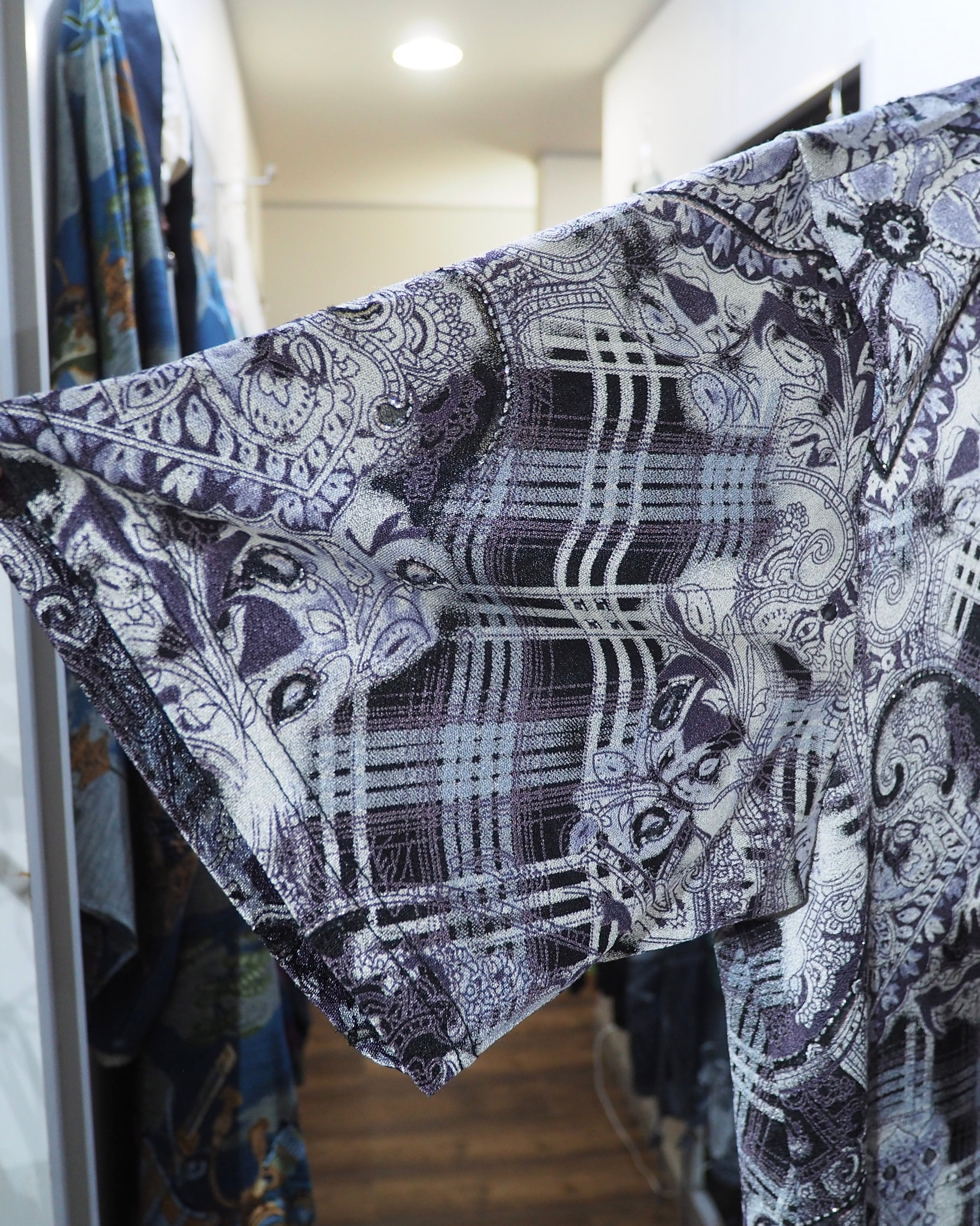 " PRONTI - Special " Luxury Mode pattern Drape loose SS open collar Shirt