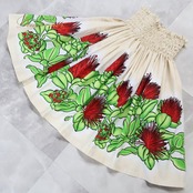 フラダンス 衣装 パウスカート ベージュ系 レフア柄 シングル シンプル カラフル かわいい 華やか 鮮やか 明るい 赤 緑 レッド系 グリーン系 ダンス衣装 ハワイアンダンス レディース ハワイアン アロハ ハワイアンプリント フラ ダンス レッスン 練習