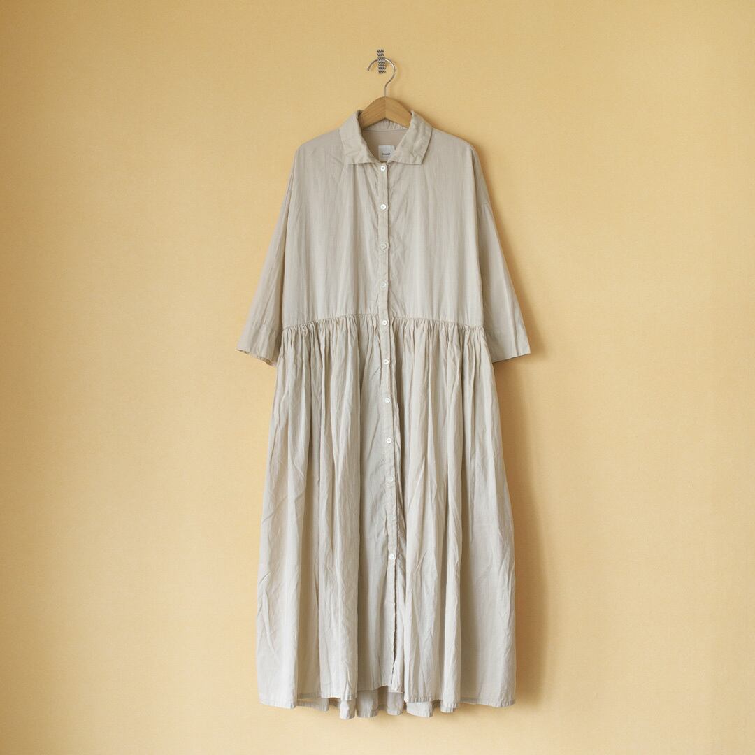 Gauze ガーゼ G525 Switching Gather Shirt One Piece スウィッチングギャザーシャツワンピース カフェオレ Chelsea チェルシーオンラインショップ 四日市