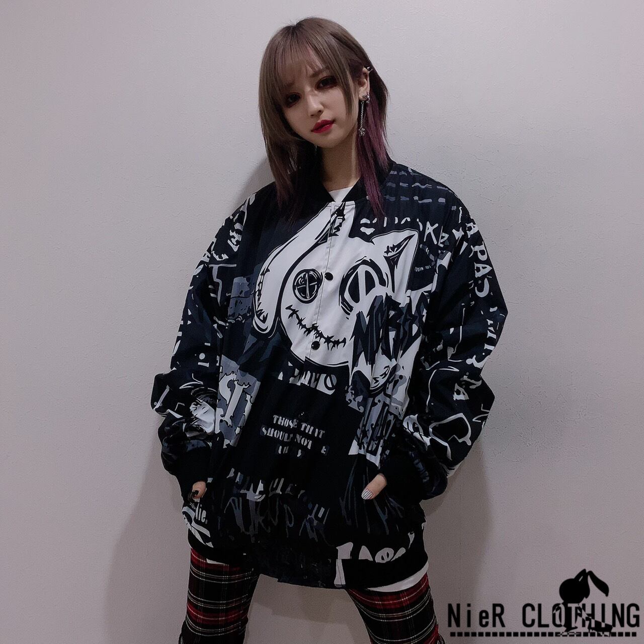 NieR ORIGINAL BLOUSON JACKET モノクロ総柄ブルゾン