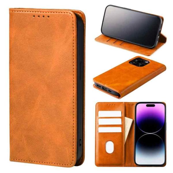 iPhone 14proMAX ケース 手帳型 スタンド機能 ライトブラウン OVER's iPhone 14 Pro 用 ケース 手帳型 レザー ダークブラウン